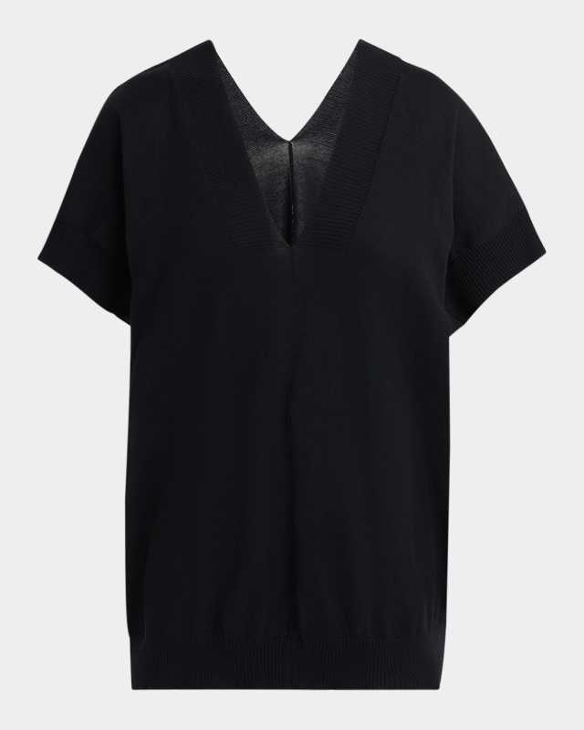 V-Neck Low-Back Knit Sweater